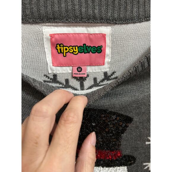 TIPSY ELVES WOMEN'S SEQUINED SNOW DAY UGLY CHRISTMAS SWEATER SIZE M - Picture 3 of 5